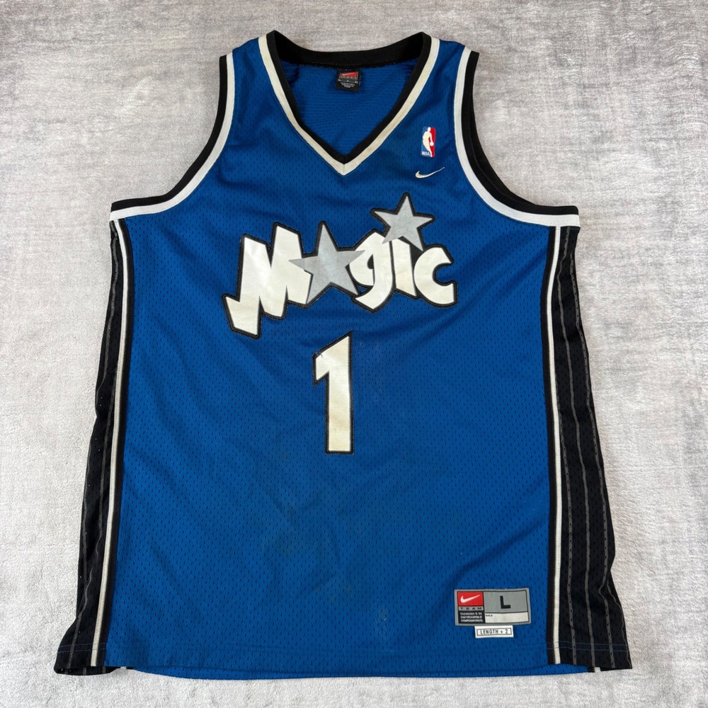 Orlando Magic Jersey Mens Large Blue Vintage Y2K Tracy McGrady #1 Stitched NBA